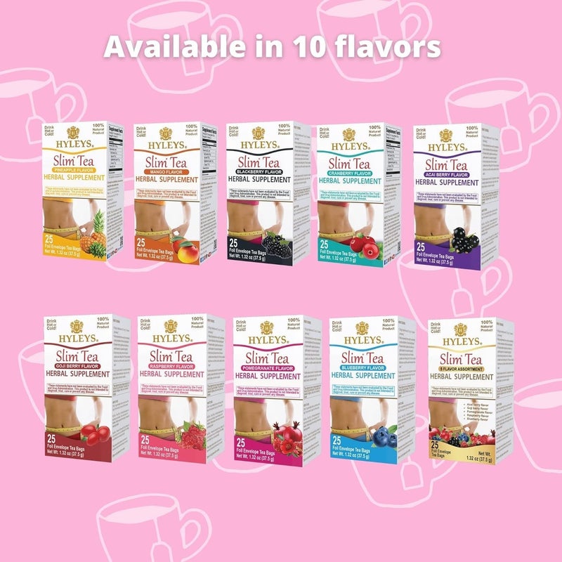 Hyleys Slim Tea Pineapple Flavor - Weight Loss Herbal Supplement Cleanse and Detox - 25 Tea Bags (1 Pack) - Image 3
